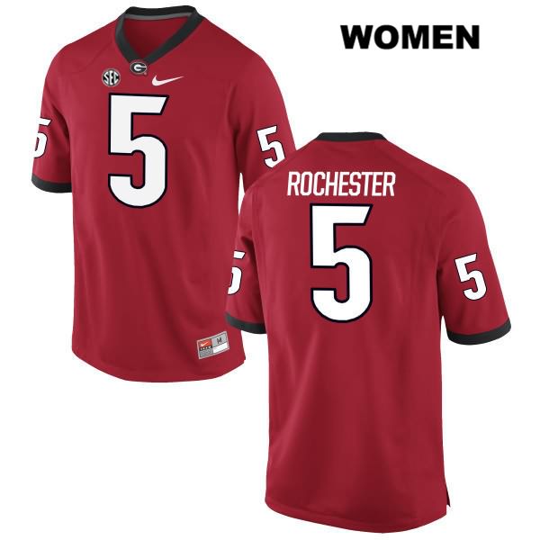 Georgia Bulldogs Women's Julian Rochester #5 NCAA Authentic Red Nike Stitched College Football Jersey JYU2156OP